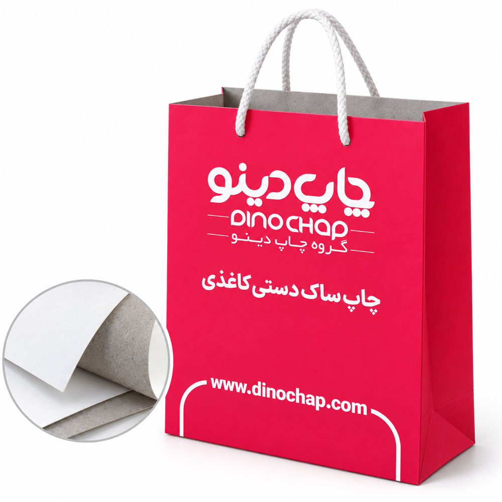 چاپ ساک دستی کاغذی مقوا پشت طوسی